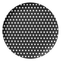 Black and White Polka Dot Pattern. Spotty. Plates