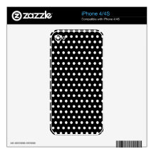 Black and White Polka Dot Pattern. Spotty. iPhone 4S Skin
