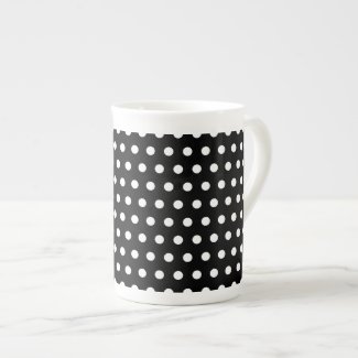 Black and White Polka Dot Pattern. Spotty. Porcelain Mugs