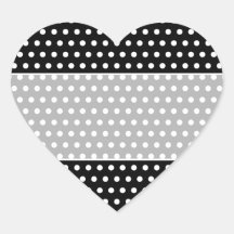 Black and White Polka Dot Pattern. Spotty. Heart Sticker