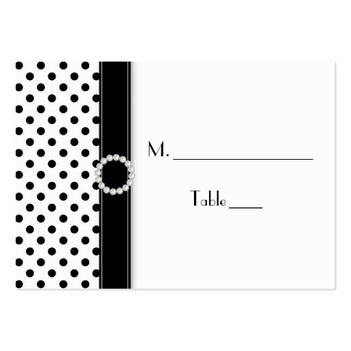 Black and White Polka Dot Place Cards Business Cards (front side)