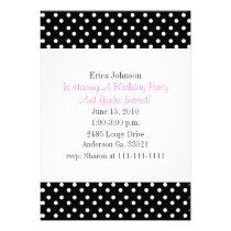 Black and White Polka Dot Print Party Invitation invitations