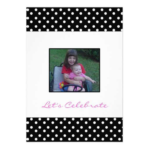 Black and White Polka Dot Print Party Invitation
