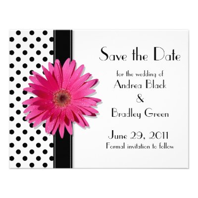 Black and White Polka Dot Save the Date Card Custom Invite