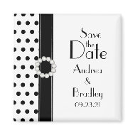 Black and White Polka Dot Save the Date Magnet magnet