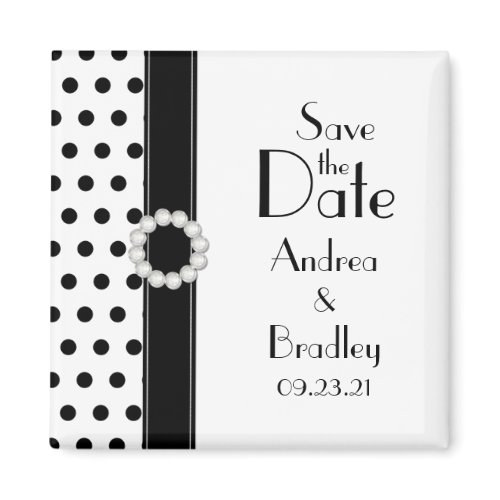 Black and White Polka Dot Save the Date Magnet magnet