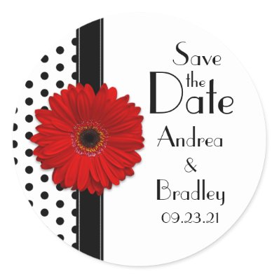 Black and White Polka Dot Save the Date Sticker