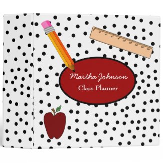 Black and White Polka Dot Teacher's Class Planner Binder