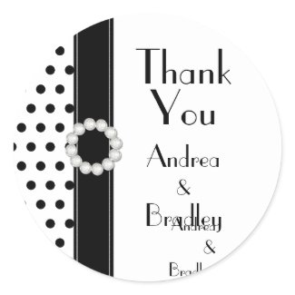 Black and White Polka Dot Thank You Sticker sticker