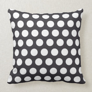 black and White Polka dot Throw Pillow