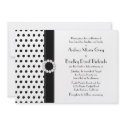 Black and White Polka Dot Jewel Wedding Invitation - landscape style