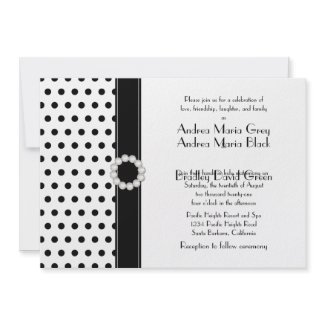 Black and White Polka Dot Wedding Invitation invitation