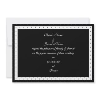 Black and white Polka Dot Wedding Invitation invitation