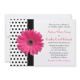 Black and White Polka Dot Wedding Invitation invitation