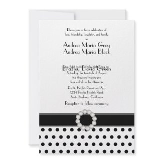 Black and White Polka Dot Wedding Invitation invitation