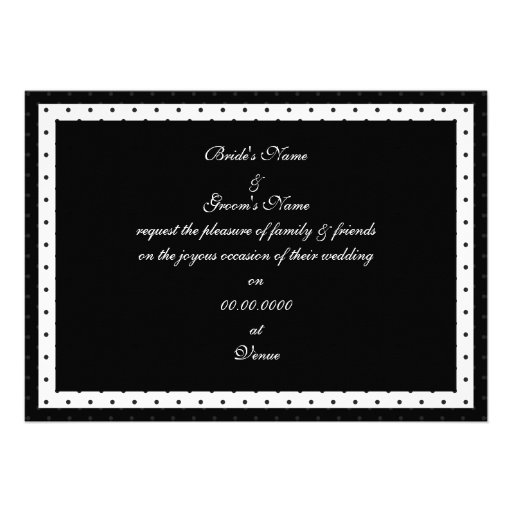 Black and white Polka Dot Wedding Invitation