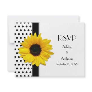 Black and White Polka Dot Wedding RSVP Card invitation