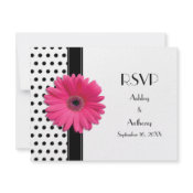 Black and White Polka Dot Wedding RSVP Card invitation