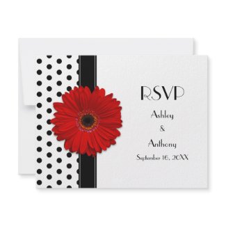 Black and White Polka Dot Wedding RSVP Card invitation