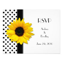 Black and White Polka Dot Wedding RSVP Card Invitations