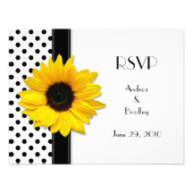 Black and White Polka Dot Wedding RSVP Card Invitations