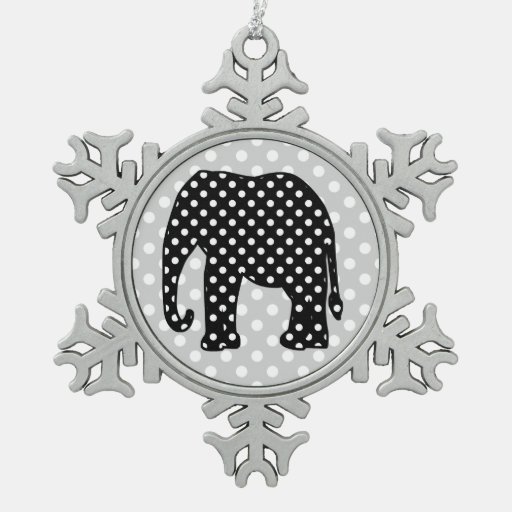 black and white polka dots elephant snowflake pewter black and white polka dots elephant snowflake pewter