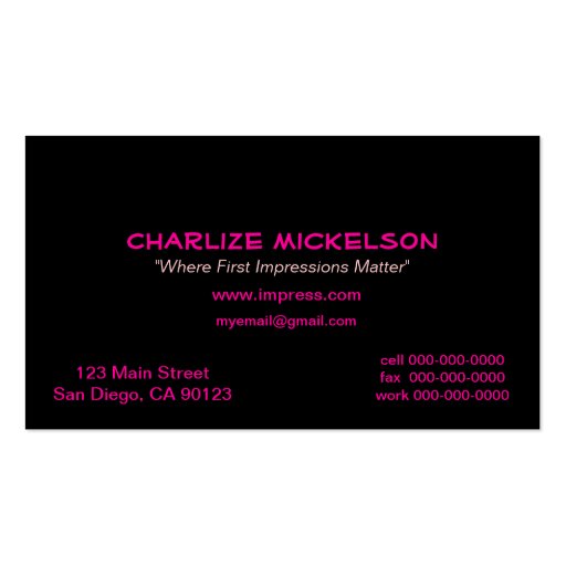 Black and White Polka Dots Hot Pink Name Plate Business Card Template (back side)