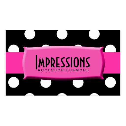 Black and White Polka Dots Hot Pink Name Plate Business Card Template (front side)
