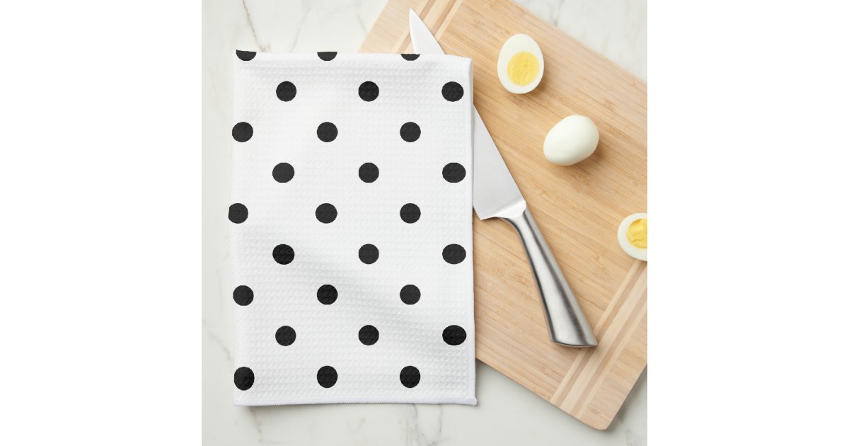 Black and White Polka Dots Kitchen Towels Zazzle