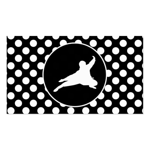 Black and White Polka Dots; Ninja Business Card Template (front side)