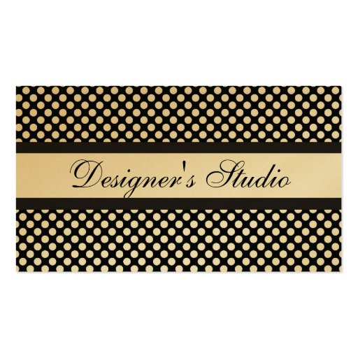 Black and White Polka Dots on Gold Business Cards (front side)