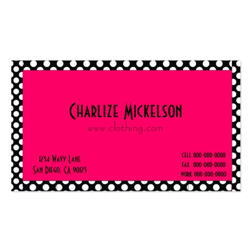 Black and White Polka Dots on Pink Business Cards (back side)