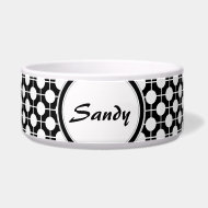 Black and White Polka Dots Personalized Pet Bowl petbowl