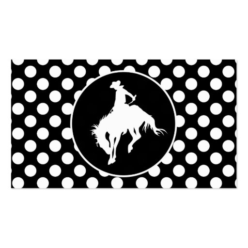 Black and White Polka Dots; Rodeo Cowboy Business Card (front side)