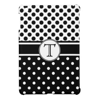 Black and White Polkadots with Monogram Cover For The iPad Mini