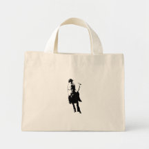 Black and White Polo Player Swinging Mallet Tote Bag