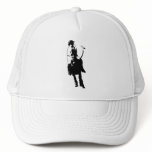 Black and White Polo Player Swinging Mallet hats