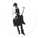 Black and White Polo Player Swinging Mallet stickers