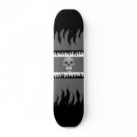 Black and White Pro Skate Bored w/ Flames w/ Skull Custom Skate Board