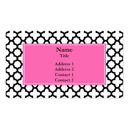 Black and White Quatrefoil Business Card Templates (front side)
