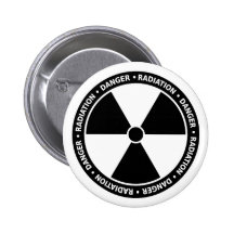 Black and White Radiation Symbol Button