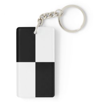 Black and White Rectangles Acrylic Keychains