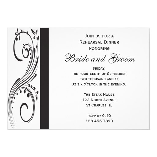 Black and White Rehearsal Dinner Invitation