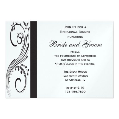 Black and White Rehearsal Dinner Invitation
