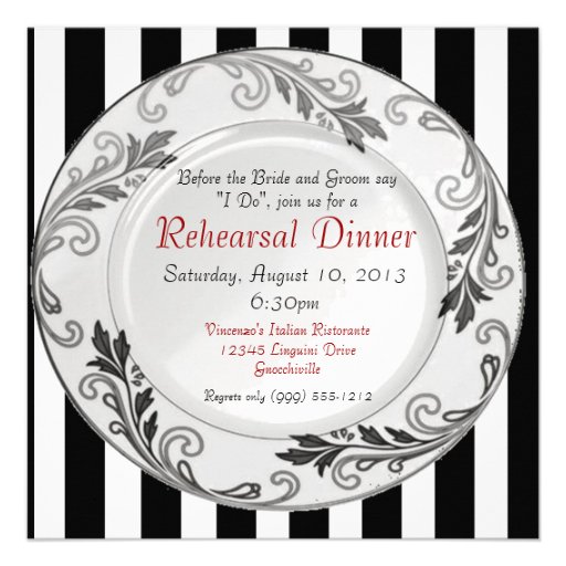 Black and White Rehearsal Dinner Invitations