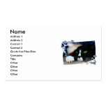 Black and White resigned cat santa hat blue tinsel Business Card