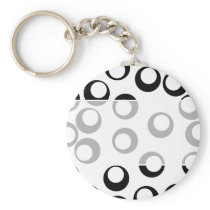 Black and White Retro Circles Pattern. Keychain
