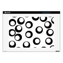 Black and White Retro Circles Pattern. Laptop Skin