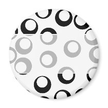 Black and White Retro Circles Pattern. Magnets
