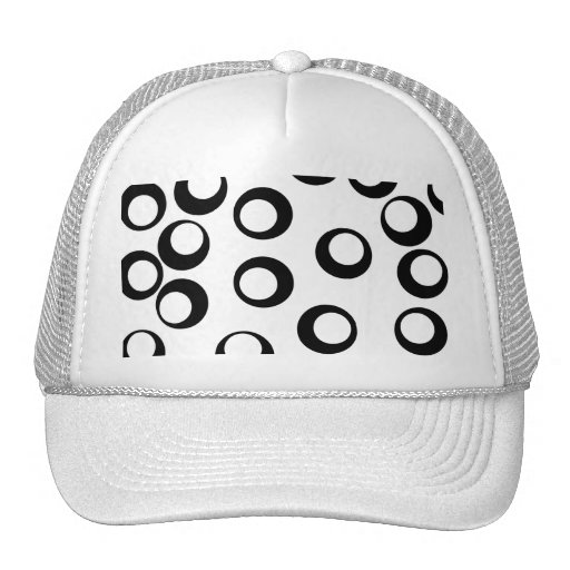 Black and White Retro Circles Pattern. Mesh Hat